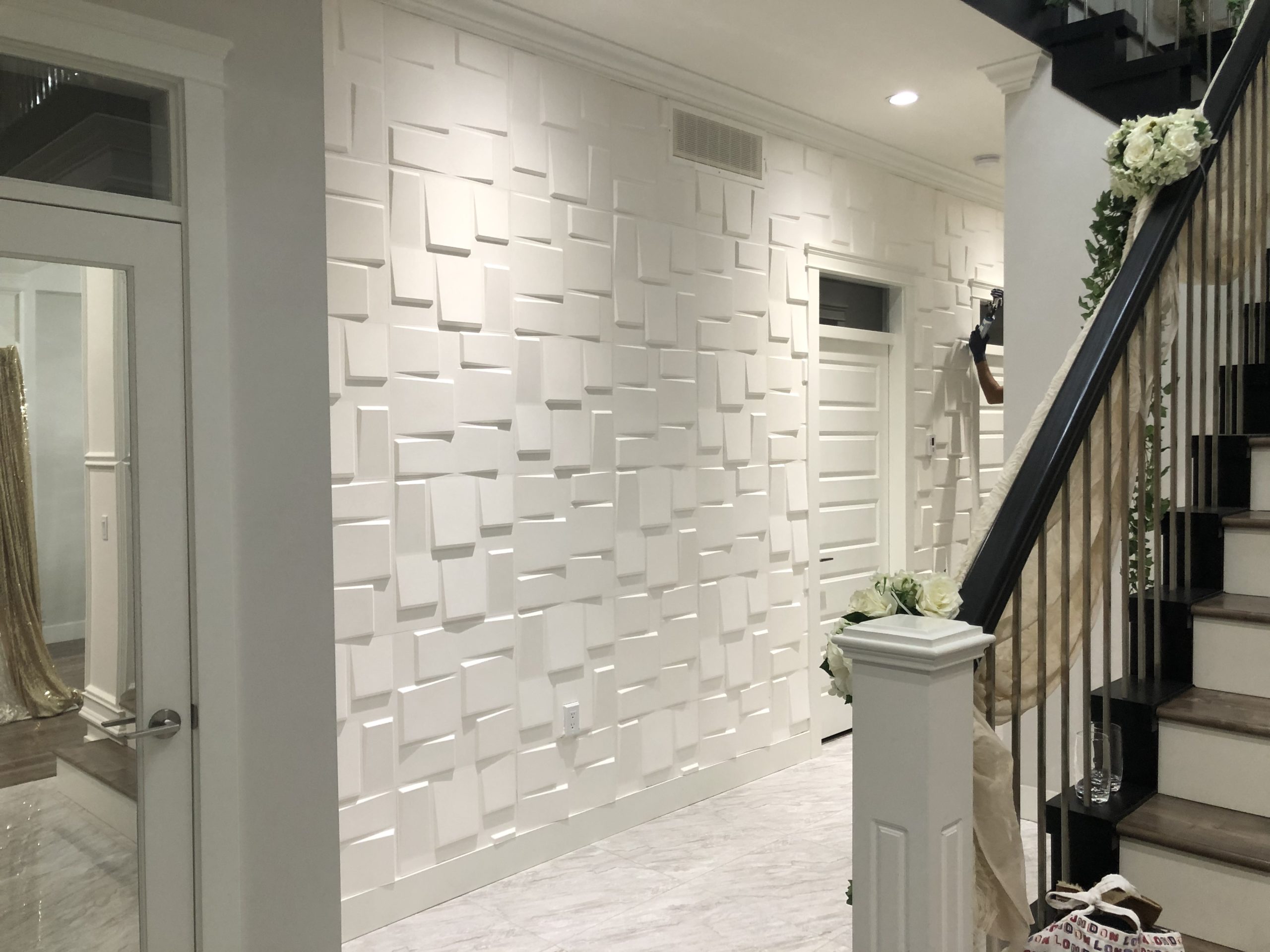 3d wall panels in a Living Room feature wall