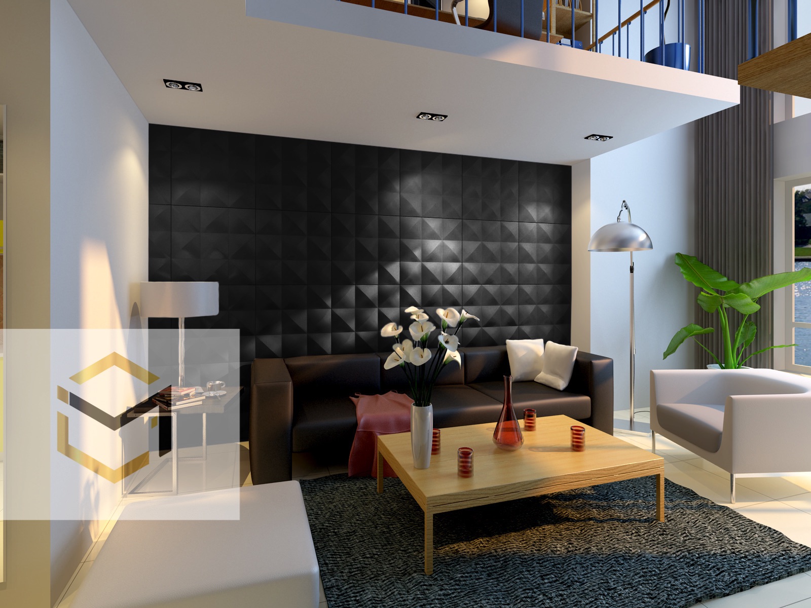 Sound absorption acoustic panels in living room